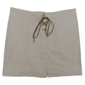 VTG TM Style Women Large Solid Beige Lace Front Skirt Slit 1990s 90s Made in USA